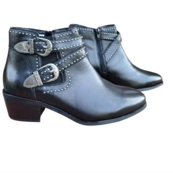 WW DAVID TATE Senator Black Lamb Leather Ankle Bike Boot Women 8.5 Extra Wide EE - Picture 10 of 10